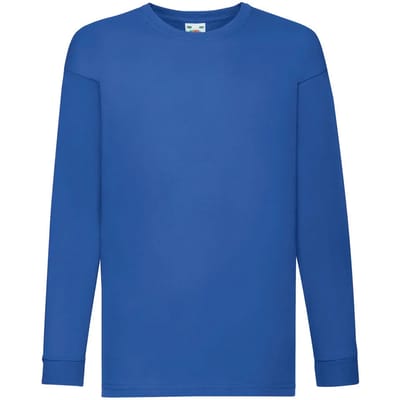 Fruit of the Loom Kids Value Weight Longsleeve 5 stuks T-shirt Royal (Maat 104)