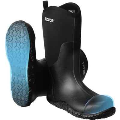 VEVOR stalen neus rubberen laarzen voor heren, beschermende schoenen, waterdichte regenvislaarzen, antislip buitenwerkschoenen voor productie, bouw en landbouw, maat 12 US