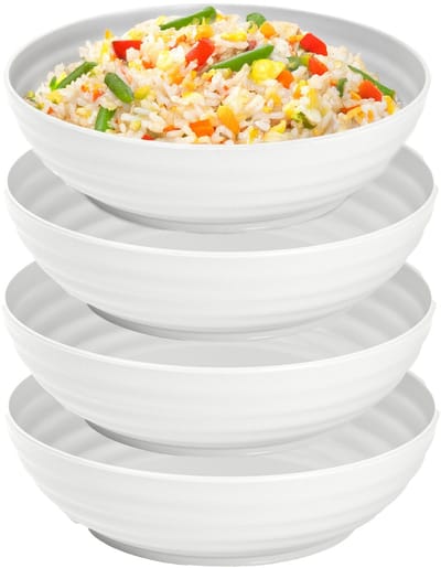 Plasticforte Rond bord/camping - 4x - diep bord/schaaltje - D19 x H5.5 cm - creme wit - kunststof - soepborden - onbreekbaar servies