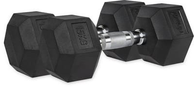 VirtuFit Hexa Dumbbell Pro Set - 2 x 15 kg - Hexagon Dumbbell - Krachttraining - Set van 2
