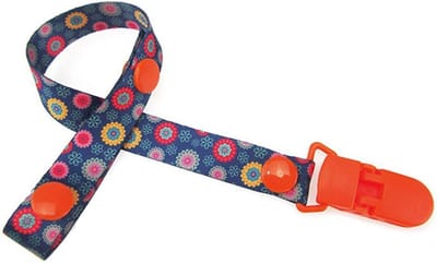 Speenkoord | speenketting | donkerblauw met bloemen