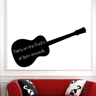 Schoolbordsticker - uitwisbare zelfklevende muurstickers - AKOESTISCHE GITAAR - 25x70cm