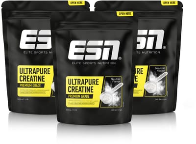 ESN Ultrapure Creatine Poeder, 3 x 500 g Voordeelverpakking - Puur Creatine Monohydraat, Premium Kwaliteit, Veganistisch