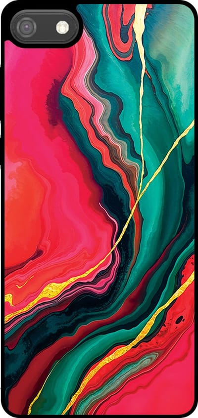 Smartphonica Telefoonhoesje Geschikt voor Huawei Y5 (2018) met Rood Groen Marmer Opdruk - TPU Backcover Case Red Green Marble Design geschikt voor Huawei Y5 (2018)