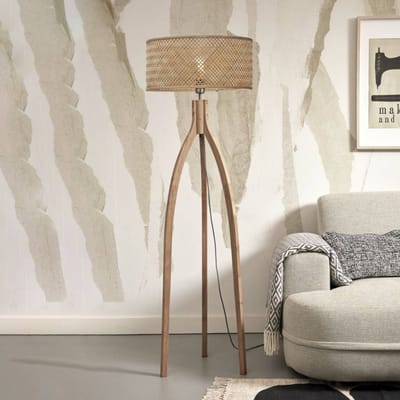 GOOD&MOJO Vloerlamp Java - Bamboe - 50x50x145cm - Driepoot - Bohemian - Staande lampen voor Woonkamer - Slaapkamer