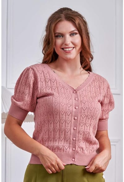 Banned - Sweet Hearts Convertible Cardigan - S - Roze