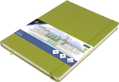 Kangaro schetsboek A4 - lime green - hardcover kaft - met elastiek en lint