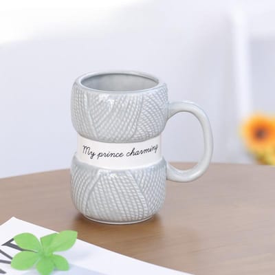 400ML Keramische Mok Kleurrijke Wol Keramische Waterbeker met Handvat Thuis Kantoor Gebreide Stijl Drinkware Mokken Keuken Koffiemokken Cadeau 301-400ml