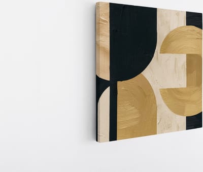 Saammp - Canvas Schilderij - Abstracte Geometrische Kunst - Goud - 20x20 - Foto op canvas - Wanddecoratie - muurdecoratie Woonkamer - Slaapkamer decoratie - Canvas Print