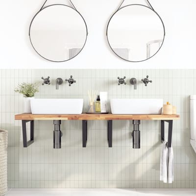 vidaXL - Badkamer - wandschap - staal - en - massief - acaciahout