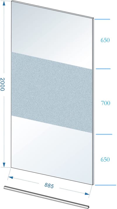 Wiesbaden Slim - Inloopdouche / Douchewand - 90x200 - Helder / Mat Glas - Antikalk - 8mm Veiligheidsglas - Excl. Stabilisatiestang en Profielset