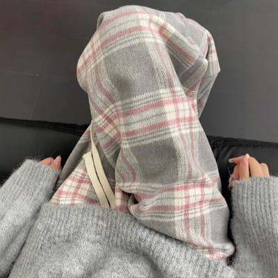 Grijze Ruit Casual Broek voor Dames In Herfst en Winter Nieuwe Hoge Taille Hangend Retro Rechte Wol Wijdpijpig XXL gray