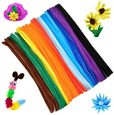 Fako Bijoux - 100 Gekleurde Pijpenragers - Set van 100 Stuks Chenille Draden - 10 Basis Kleuren - 30 cm Lang - Knutselen - DIY - Hobby - Chenille Draad – Flexibele Pijpenragers - Kinderen en Volwassenen - 100 Stuks