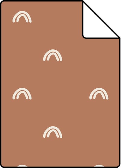 Proefstaal ESTAhome behang regenboogjes terracotta en wit - 26.5 x 21 cm - 139385-S