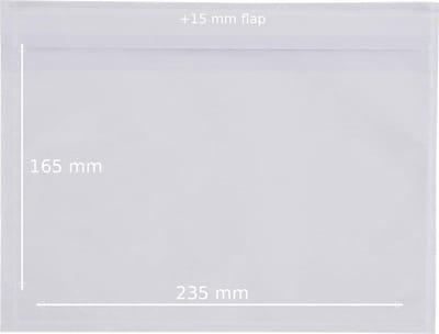 Paklijstenvelop - 23.5 x 16.5 + 1.5 cm - 100 stuks.