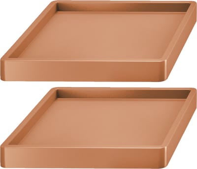 Prosperplast Plantenonderzetter - 2x - vierkant - bruin - 30 x 30 x 6 cm - kunststof