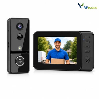 WINNES Draadloze Video Deurbel met 4.3” Monitor – Geen App, Geen WiFi – 2.4G Verbinding – 170° Camera – Nachtzicht – 4000mAh Batterij – Intercom & Opname