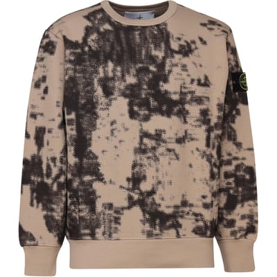 Stone Island bedrukte trui met ronde hals en lange mouwen voor heren, bruin 8115669E3-V0092 L black