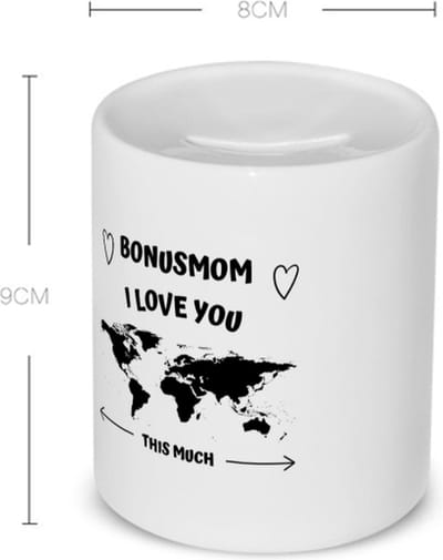 Akyol - bonusmom i love you this much Spaarpot - Moeder - geweldige moeder - liefste bonusmoeder - verjaardag - cadeau - kado - bedankje - geschenk - 350 ML inhoud