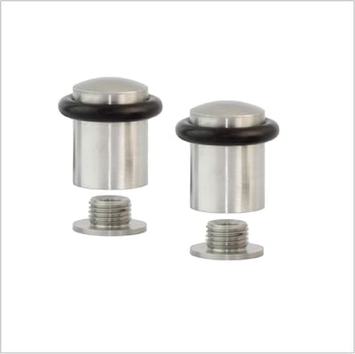 Set van 2 Deurstopper Deurstopper Zwart Siliconen Rubber RVS Schroefbevestiging
