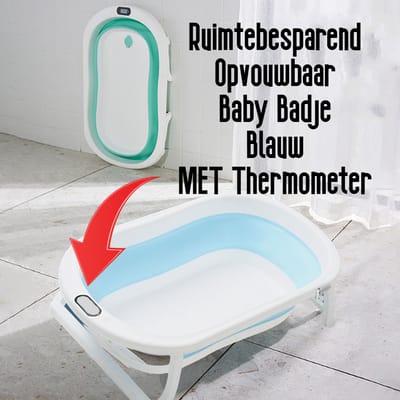 Allernieuwste.nl® Opvouwbaar Opklapbaar BabyBad met Thermometer en Standaard - Kinderbadje Babybadje Kleur Blauw
