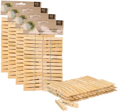 Ultra clean wasknijpers - 240x - bamboe hout - 7 cm - wasspelden knijpers - was ophangen - drogen