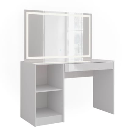 Vicco Sherry Kaptafel met licht – 119.8 cm met LED-spiegel Wit/wit hoogglans