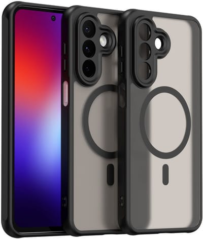 MobyDefend Hoesje - Geschikt voor Samsung Galaxy A27 - Case Geschikt voor MagSafe - Mat Transparant Met Gekleurde Rand - Zwart