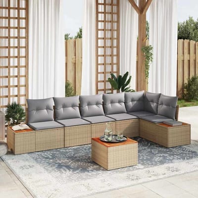 vidaXL - Tuinbank - Set - 6 - st - 6-Aantal - zitplaatsen - Beige - en - Lichtgrijs