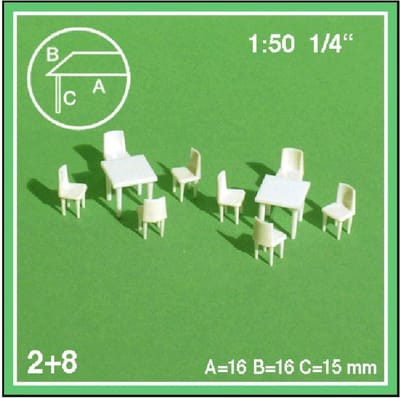 Schulcz Maquettebouw 2xtafels 8xstoelen 1:50 wit