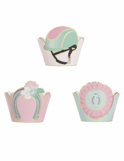 PARTYPRO - 6 cupcake-vormpjes paard pastelblauw en roze