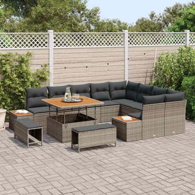 vidaXL - Tuinbank - Set - 12 - st - 11-Aantal - zitplaatsen - Grijs