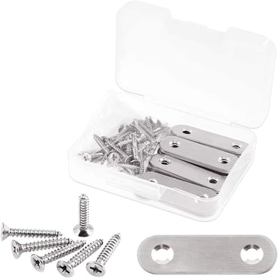 20 Sets RVS Platen Beugels 40mm voor Verbinding en Reparatie met 40 Stuks Zelftappende Schroeven