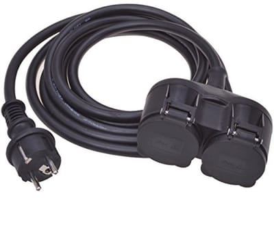 Verlengkabel Buiten - Stroomkabel Tuin - Buiten Stroom - Spatwaterdicht IP44 - 3 Meter - Zwart