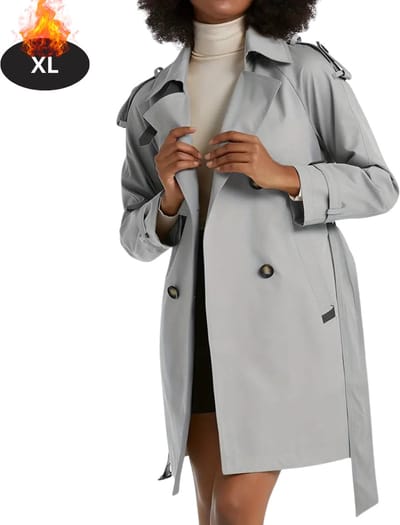 Livano Mantel Dames - Tussenmantel - Jas - Mantelpakje - Trenchcoat - Overjas - Overcoat - Winter - Lichtgrijs - XL