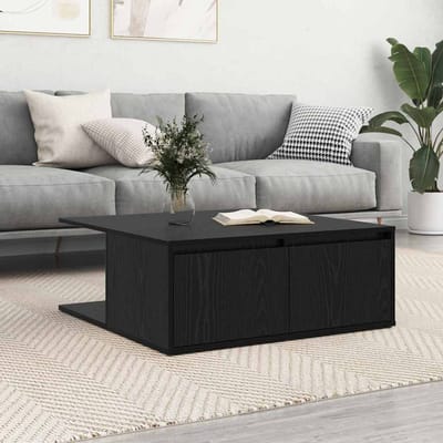vidaXL - Salontafel - Zwart - eiken - 80 - x - 80 - x - 31,5 - cm - Bewerkt - hout
