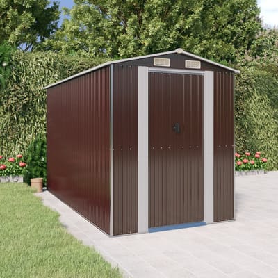 vidaXL - Tuinschuur - 192x357x223 - cm - gegalvaniseerd - staal - donkerbruin