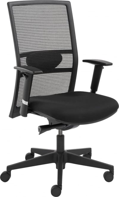 Ergonomische EN-1335 genormeerde bureaustoel 1514 kunststof frame met rug in Zwart