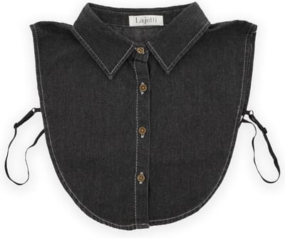 Lajetti - Denim Kraagje Zwart - Dames Blouse Kraagje Los