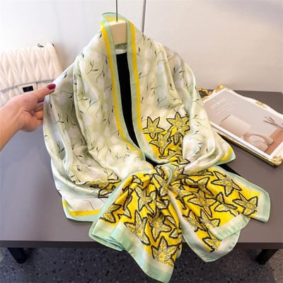 180*80cm Mode Grote Bandana Populaire Satijnen Zijde Sjaals Sjaaltjes Luxe Print Zonwerend Strand Vrouwelijke Foulard Echarpe Hijab 180x80cm beige