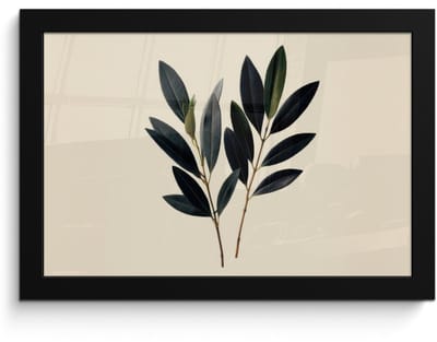 Poster in lijst - Fotolijst 30x20 cm - Posters - Ovaalvormige bladeren - Diep groen - Symmetrisch - Posterlijst zwart - Decoratie - Wanddecoratie woonkamer - Muurdecoratie slaapkamer