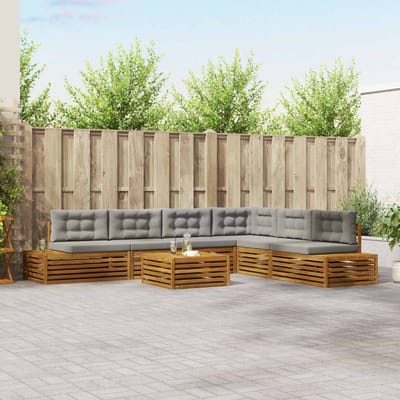 vidaXL - 8 - st - Buiten - bank - set - Massief - Acacia - Hout - en - Polyester