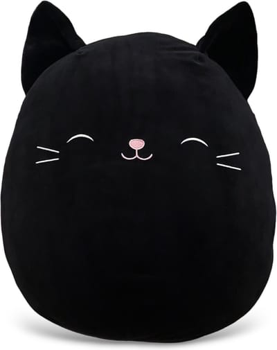 Klikkopers® - Kawaii knuffel - 18 cm tot 22 cm - Zwarte Kat Knuffel - Kawaii Kussen - Kawaii Knuffel Kat - Squish Knuffel