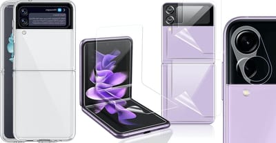 Hoesje geschikt voor Samsung Galaxy Z Flip 3 - Siliconen Back Cover Case Hoes Transparant - PET Folie Screenprotector - Camera Lens Screenprotector