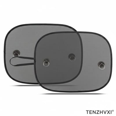 Zonnescherm auto - Zonwering Zijruiten - TENZHVXI® - Dubbel Laag Gaas Blokkeert 97% UV Straling - Twee Sterke Zuignappen Voor Veilige Montage - Nylon Mesh 17 X 14 Inch - Universeel Pasvorm Voor Zijramen En Achterruit