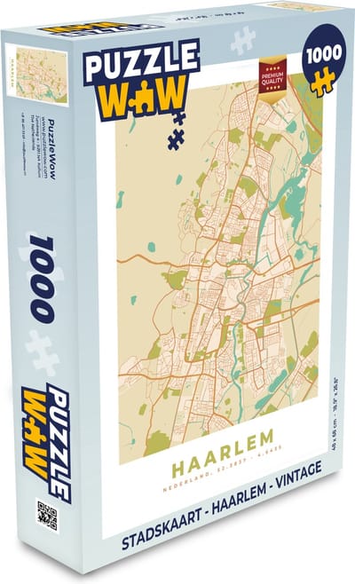 Puzzel Stadskaart - Haarlem - Vintage - Legpuzzel - Puzzel 1000 stukjes volwassenen - Plattegrond