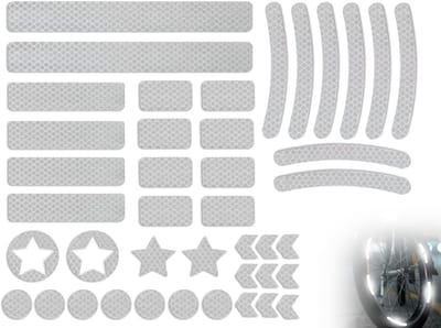 Set van 42 Fietsreflectoren Stickers, Zelfklevende Luminous Reflectiestickers voor Velgen en Remmen, Diverse Vormen en Ontwerpen