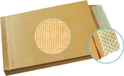 GPV akte-envelop met zijvouw en blokbodem C4, 22,9 x 32,4 x 3 cm, zonder venster, zelfklevend, bruin