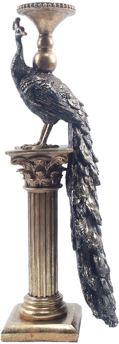 Clayre & Eef Kandelaar Pauw Goudkleurig Kunststof