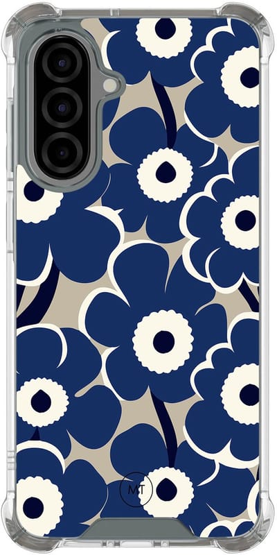Hoesje (shockproof) geschikt voor Samsung Galaxy A36 - Abstract bloom - Extra sterke case - TPU/polycarbonaat - Bloemen - Blauw, Transparant